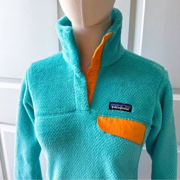 Patagonia Re-Tool Snap-T Turquoise Orange Pullover Sweater Women’s Size XS - Picture 3 of 12